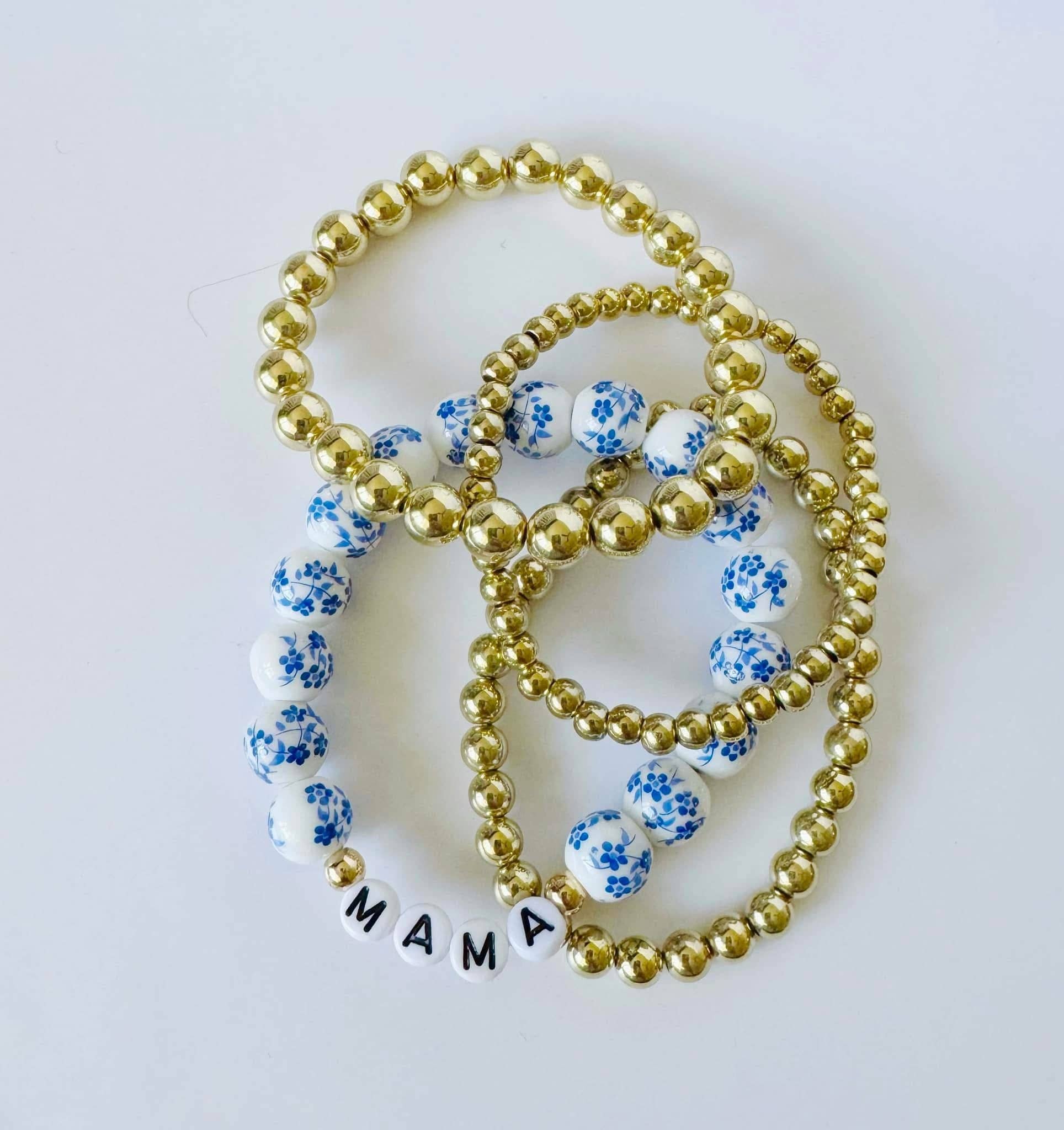 Mama Blue Floral Bracelet Set Love Your Why