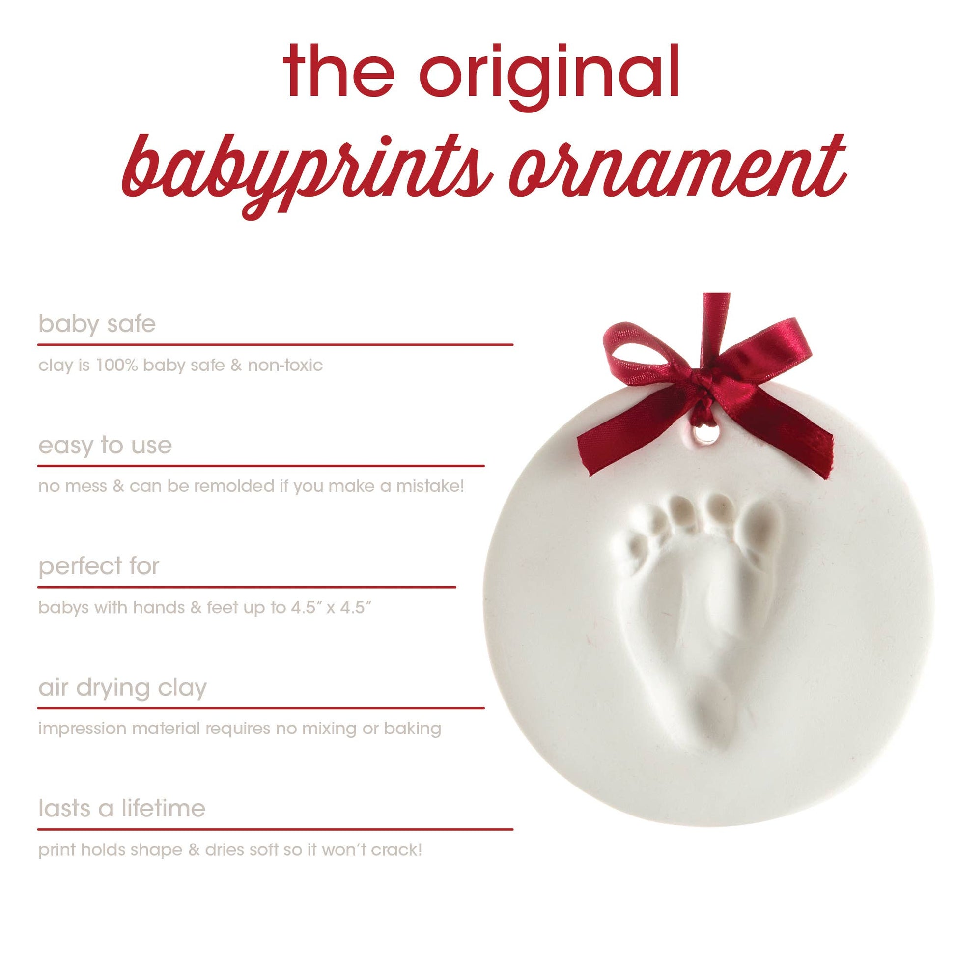 Baby Christmas Handprint or Footprint Keepsake Ornament Pearhead