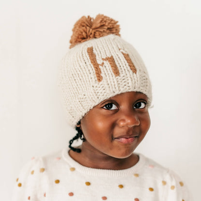 Hi. Pecan Hand Knit Beanie Hat Baby & Kids