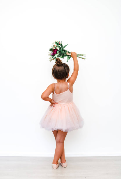 Pale pink linen & mesh twirl dress Fancy Shmancy Baby