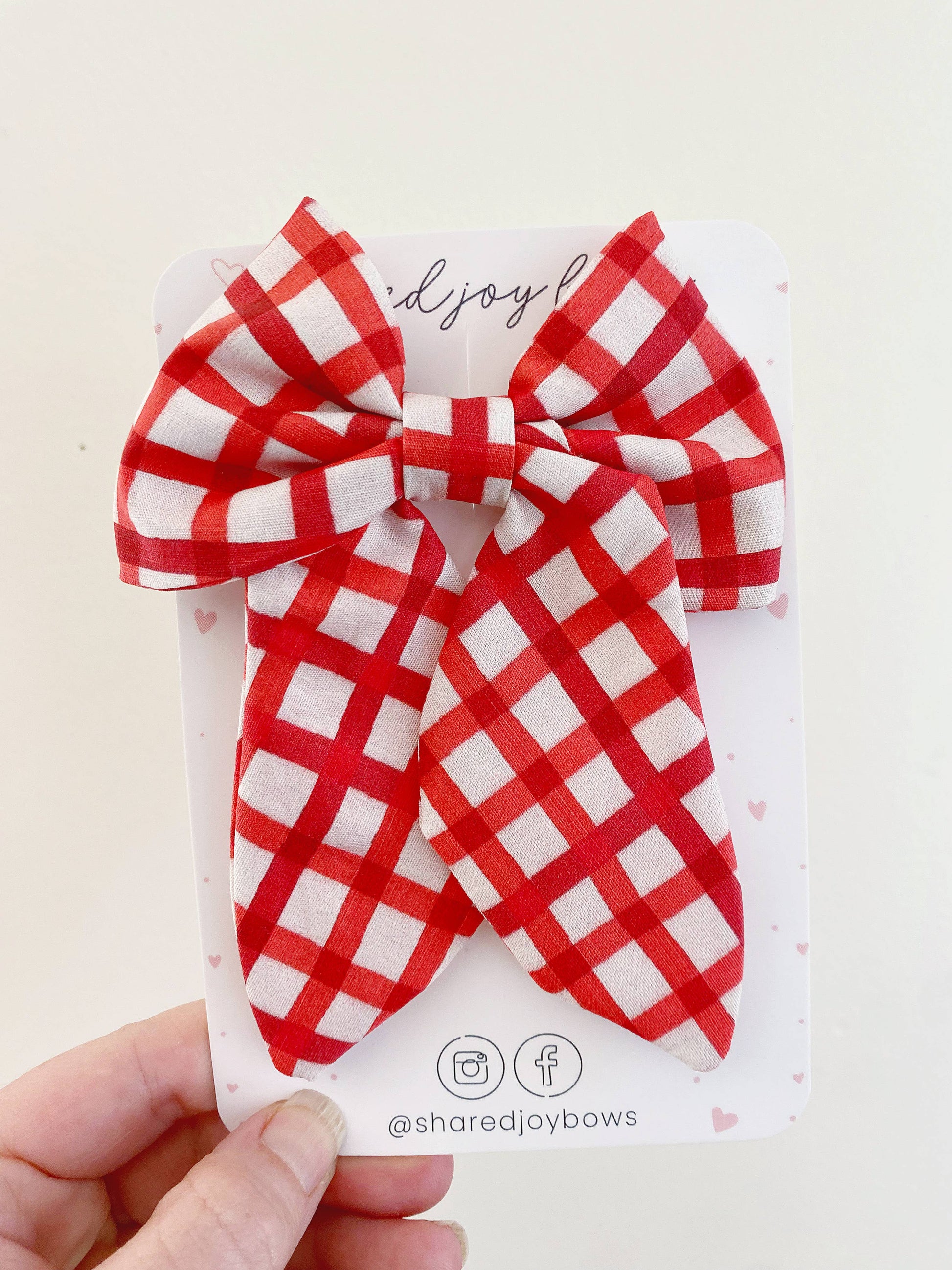 Red Plaid Hair Bows Shared Joy Bows