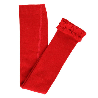 Girls Red Footless Ruffle Tights RuffleButts + RuggedButts