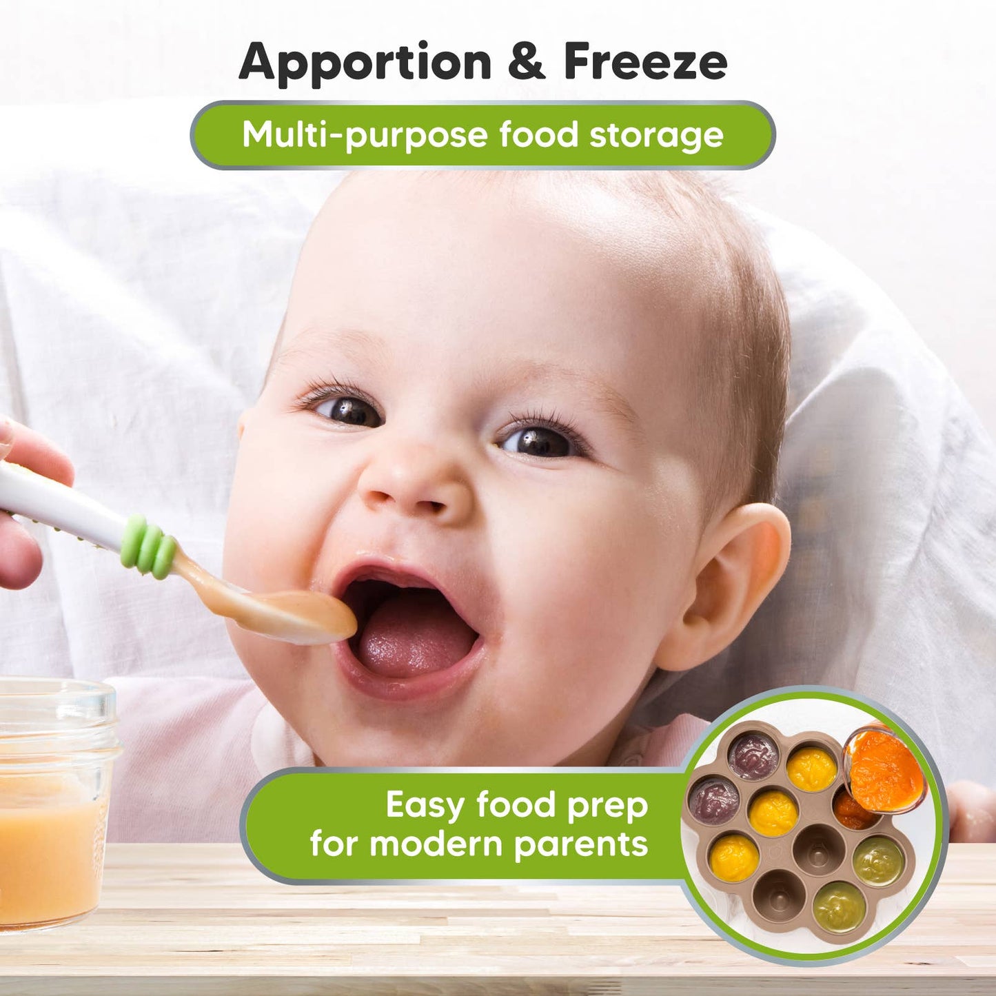 2oz x 10 Pods Prep Silicone Baby Food Freezer Tray with Lid