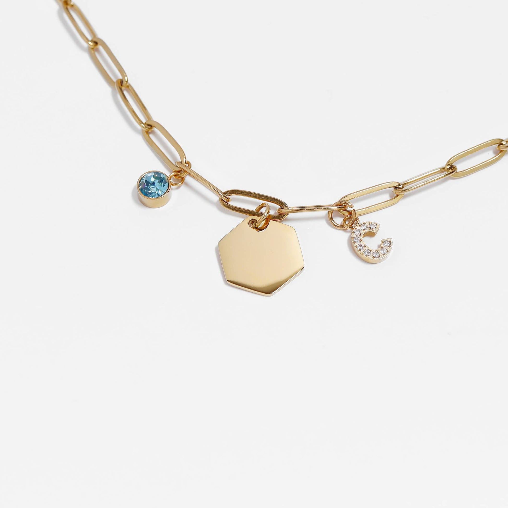 18K Gold PVD Cubic Zirconia Birthstone Charm WJW