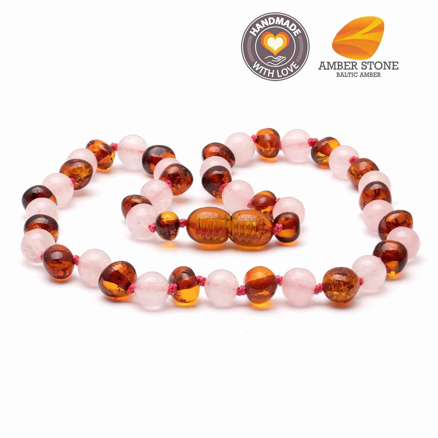 Baltic Amber & Rose Quartz Necklace 130