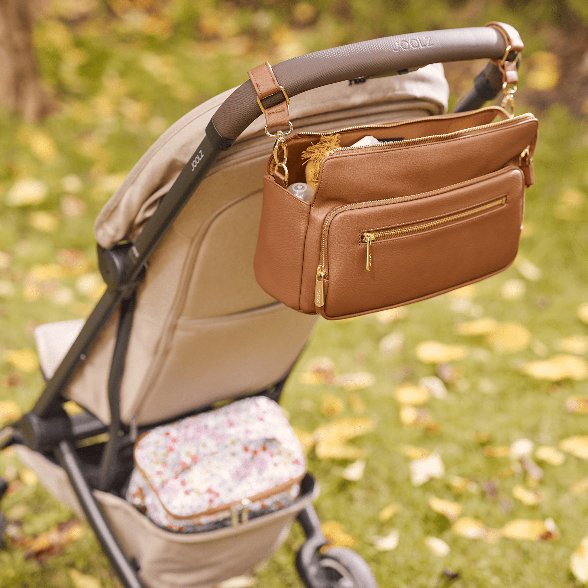 Multitasker Pram Caddy - Chestnut Brown Vegan Leather OiOi