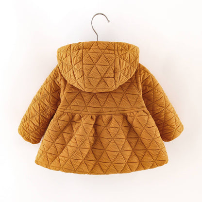 Diamond Quilted Long-sleeve Baby Full-zip Hoodie