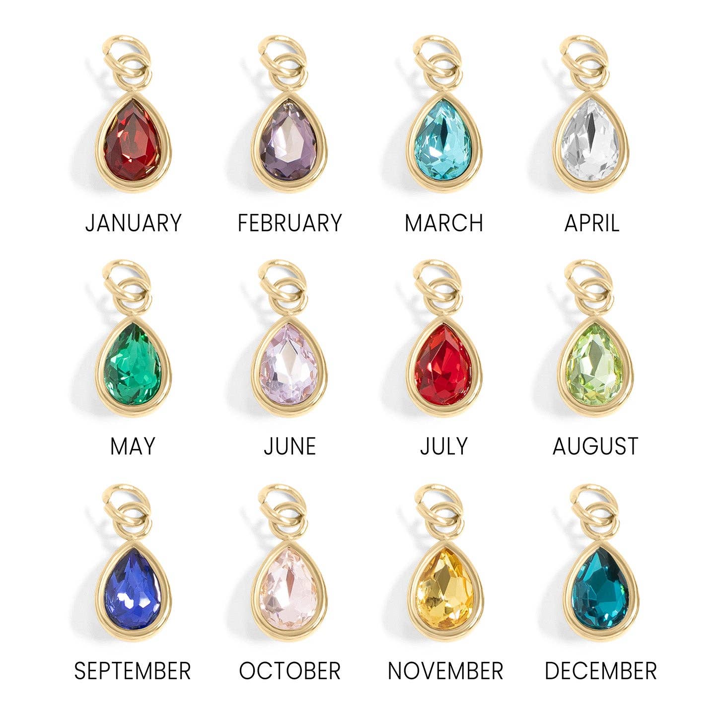 18K Gold PVD Teardrop Birthstone Charm WJW December