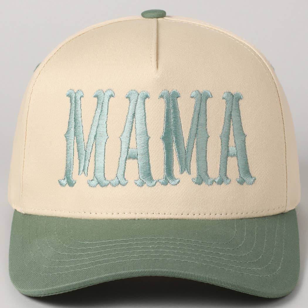 MAMA Typographic Design Embroidery Baseball Cap Fashion City Sage ONE SIZE
