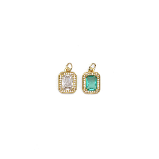 Rectangle CZ Gold Charm BestBeads&Beyond