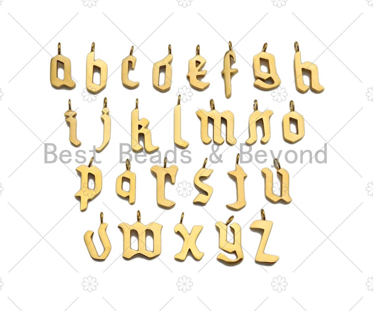 Old English Font Style Alphabet Letter Charm BestBeads&Beyond A