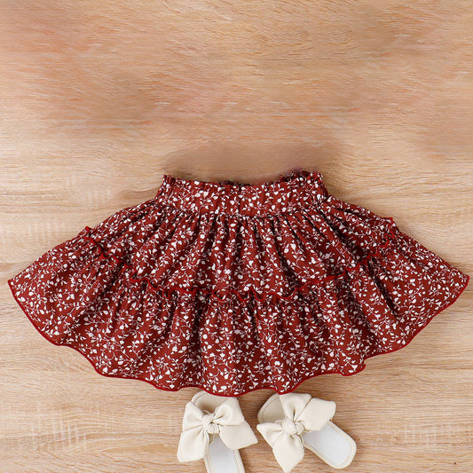 Toddler Girl Trendy Floral Ruffle Layered Skirt