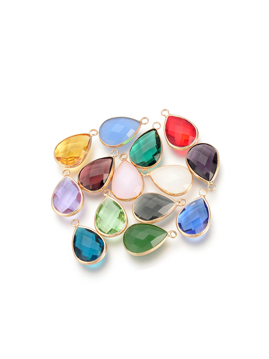 Gold Small Teardrop Glass Charm The Charm Bar Company