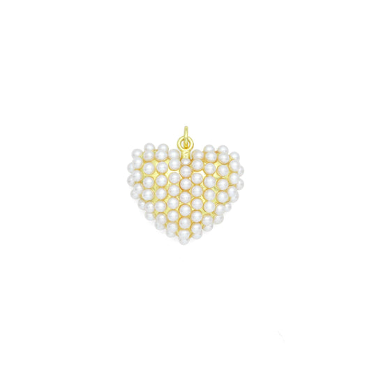 Heart Charms Hunny B's White Studded Pearl Heart