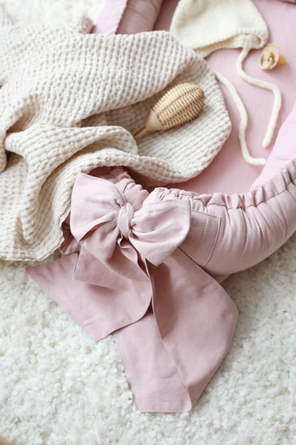 Linen babynest with bow BABYLY