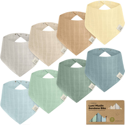 8pk Lumi Muslin Baby Bibs for Baby Boys, Baby Girls, Newborn