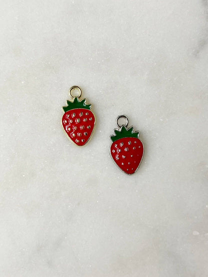 Fruit Charms Hunny B's Gold Enamel Strawberry