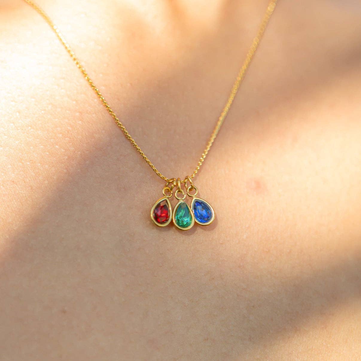 18K Gold PVD Teardrop Birthstone Charm WJW