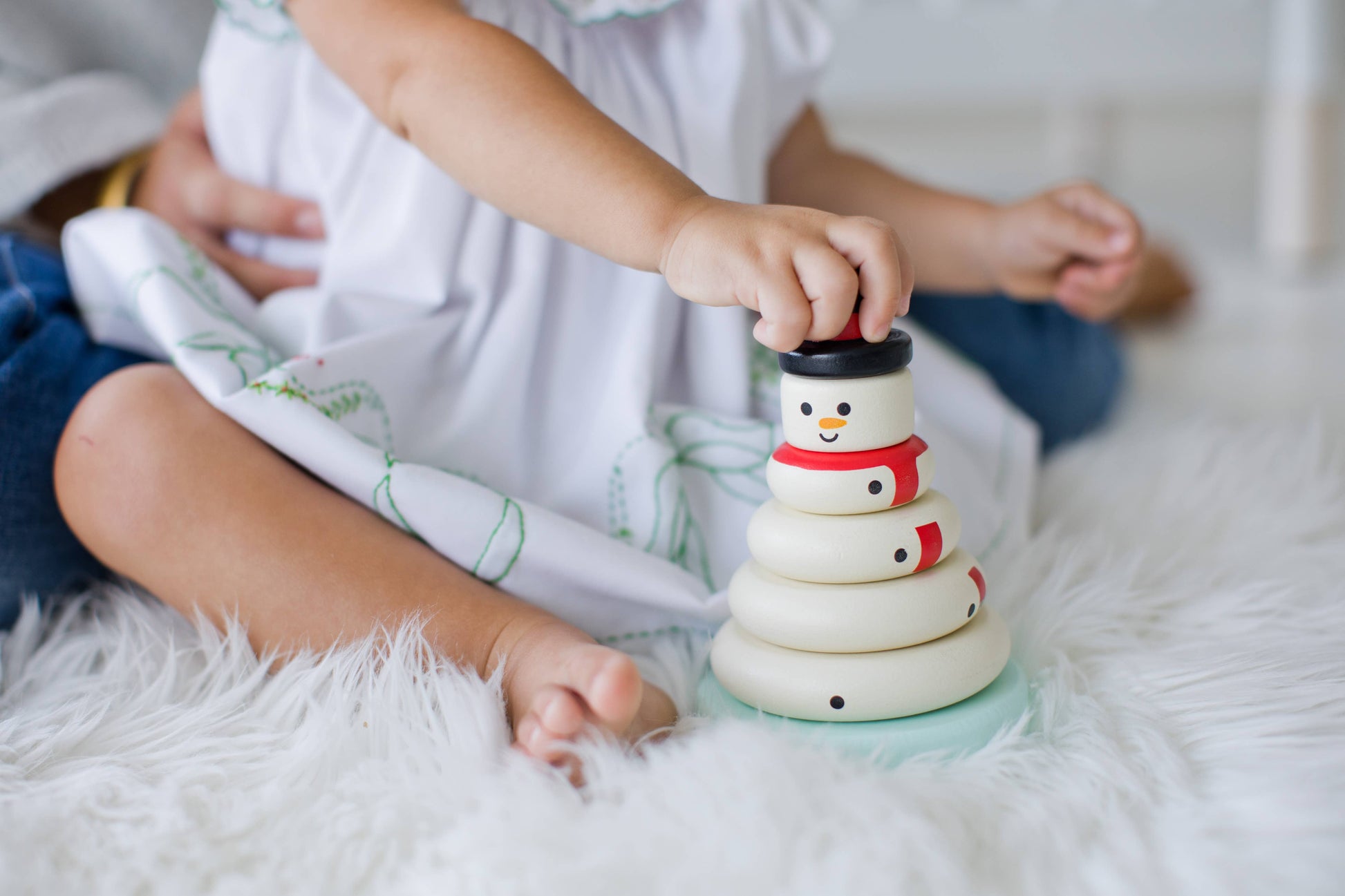 Wooden Snowman Stacking Holiday Toy Set Pearhead