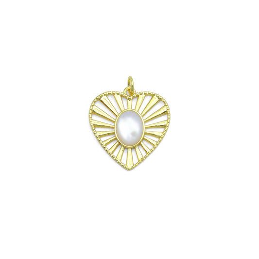 Oval Opal Stone Heart Shape Charm Pendant BestBeads&Beyond
