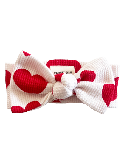 Organic Waffle Knot Bow, Red Heart SpearmintLOVE