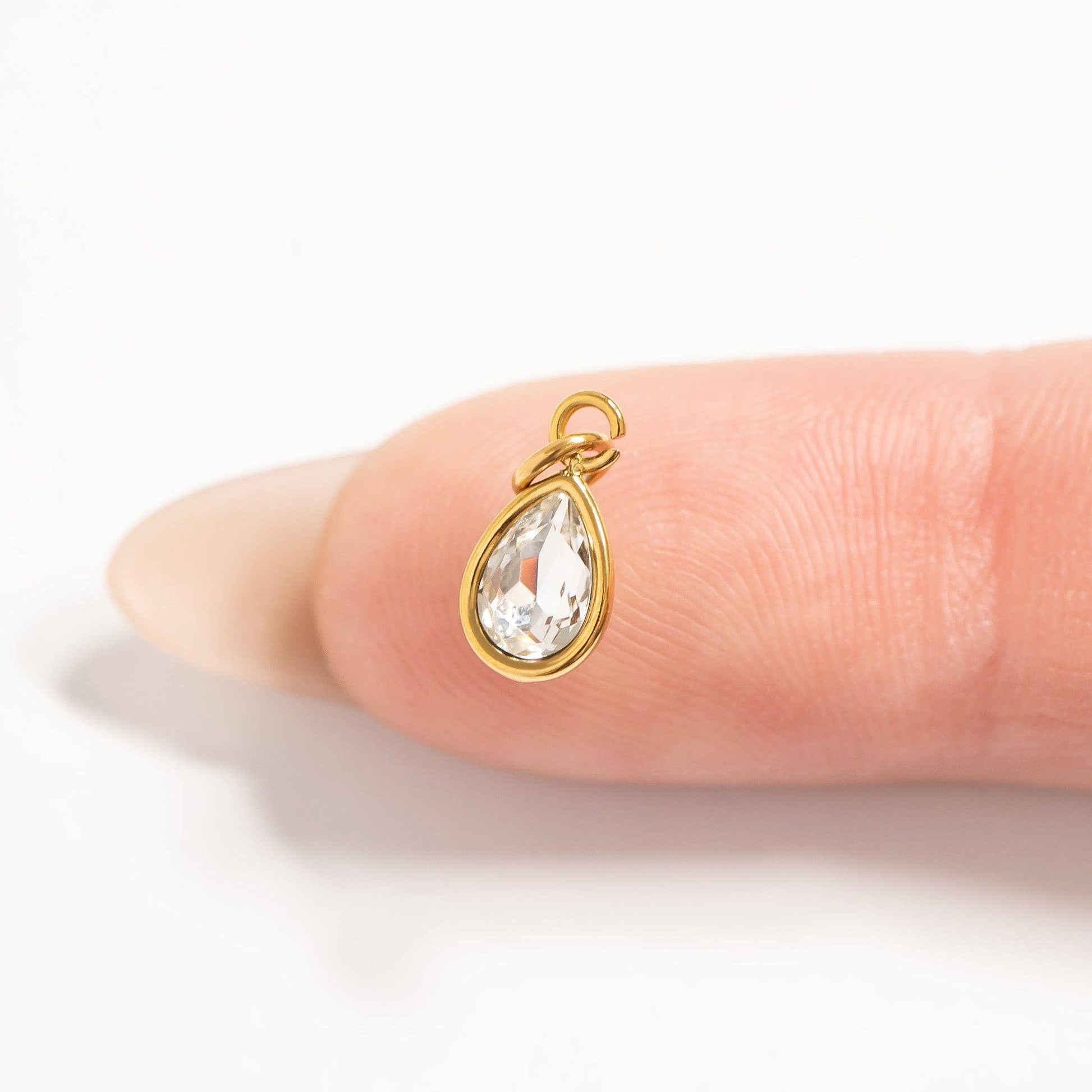 18K Gold PVD Teardrop Birthstone Charm WJW