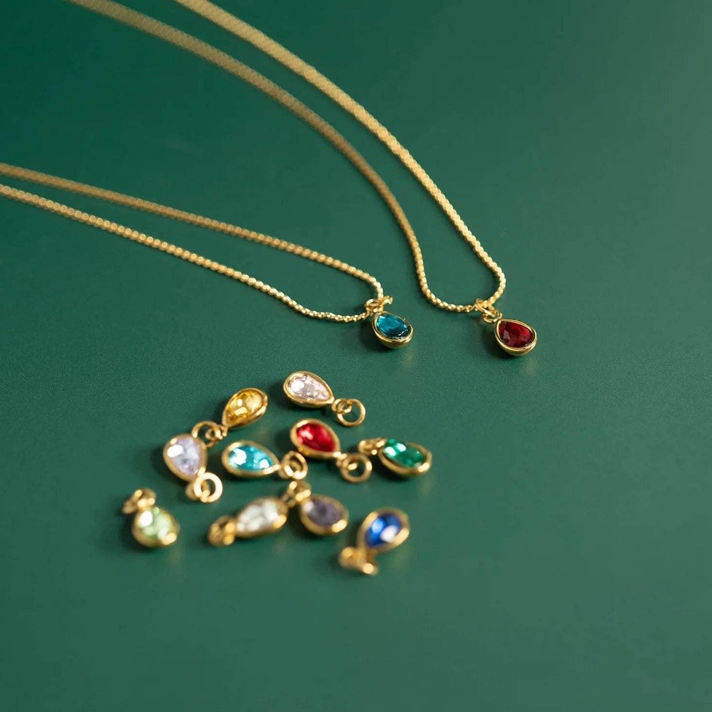 18K Gold PVD Teardrop Birthstone Charm WJW
