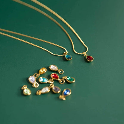 18K Gold PVD Teardrop Birthstone Charm WJW