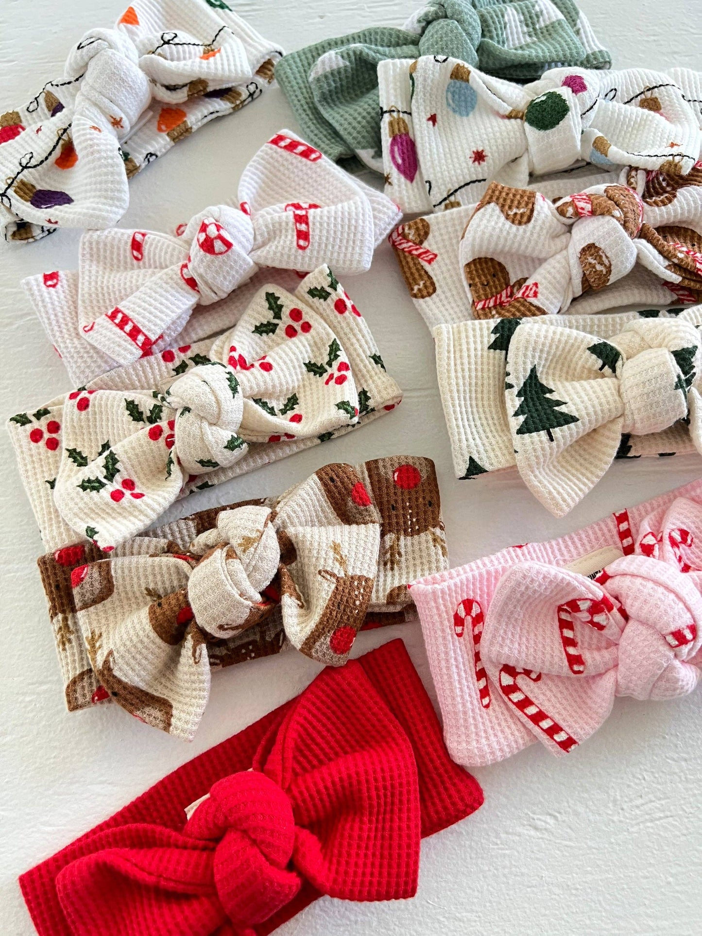 Organic Waffle Knot Bow, Candy Cane