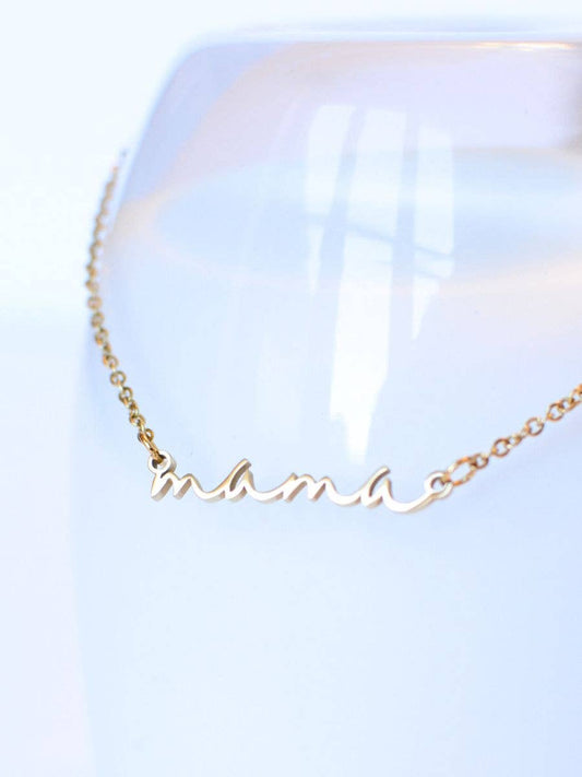 Mama - Dainty Cursive Necklace Two and Crew