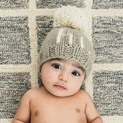 Hi. Pebble Brown Hand Knit Beanie Hat Baby & Kids