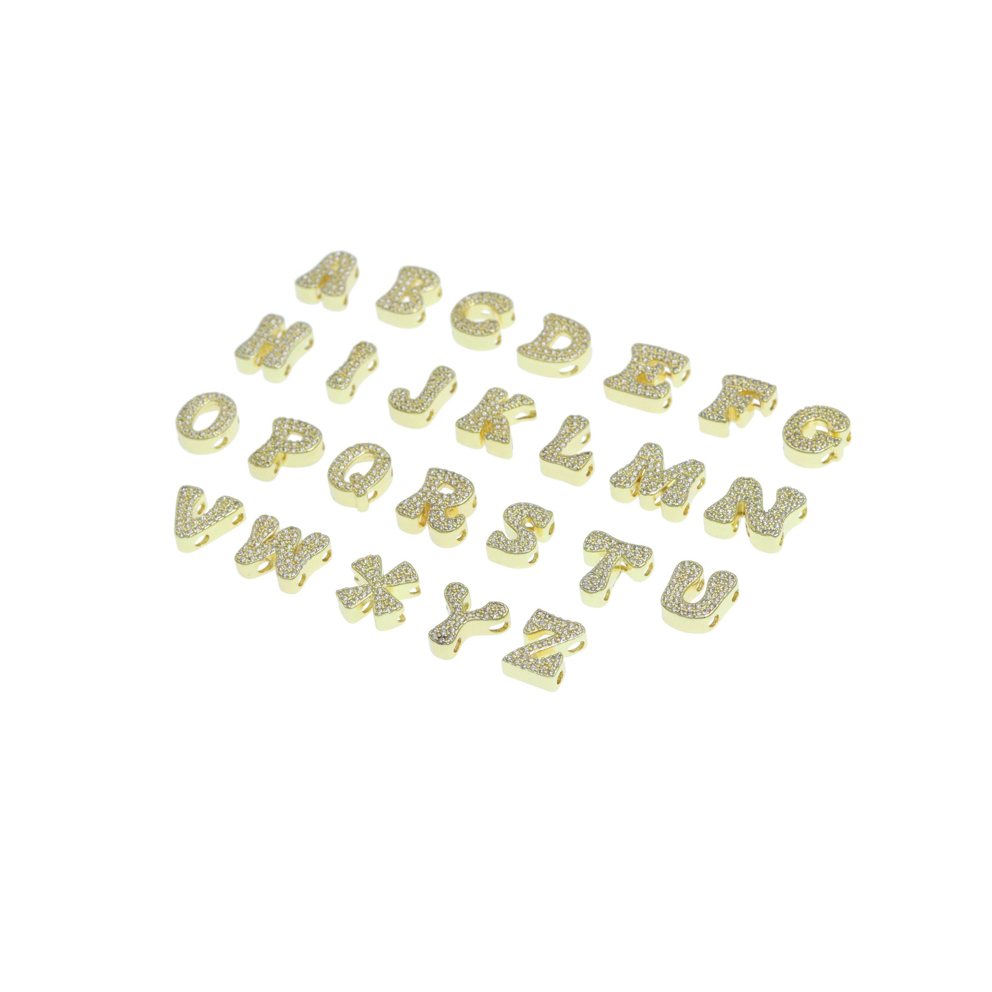 CZ Gold Alphabet Initial Charm Pendant Bead BestBeads&Beyond