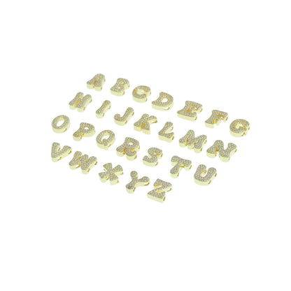 CZ Gold Alphabet Initial Charm Pendant Bead BestBeads&Beyond