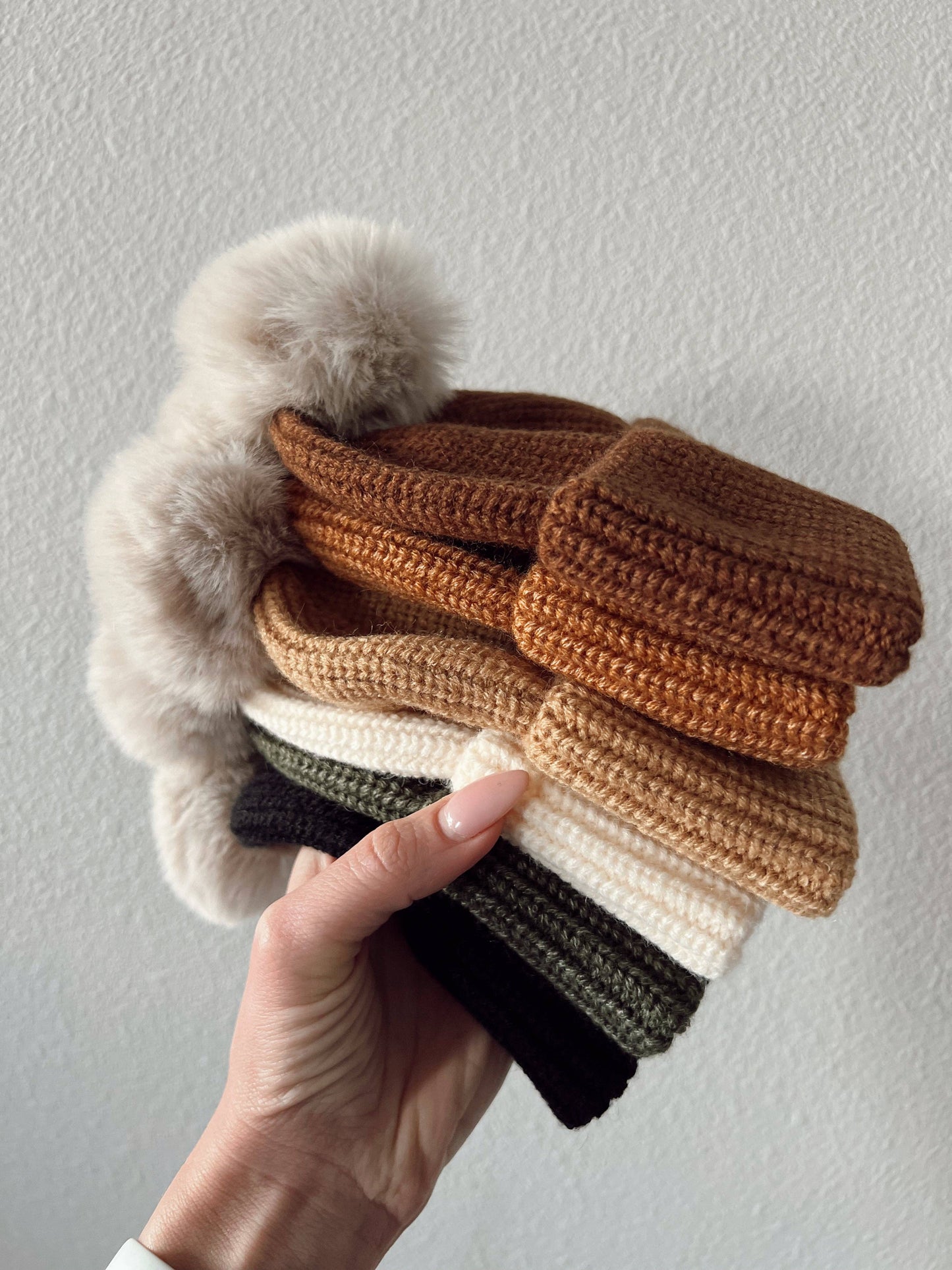 Rib Knit Fur Pom Hat, Saddle SpearmintLOVE