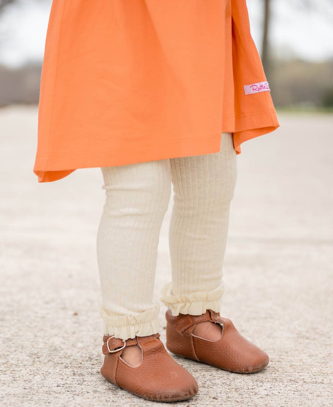 Girls Oatmeal Rib Knit Footless Ruffled Tights RuffleButts + RuggedButts