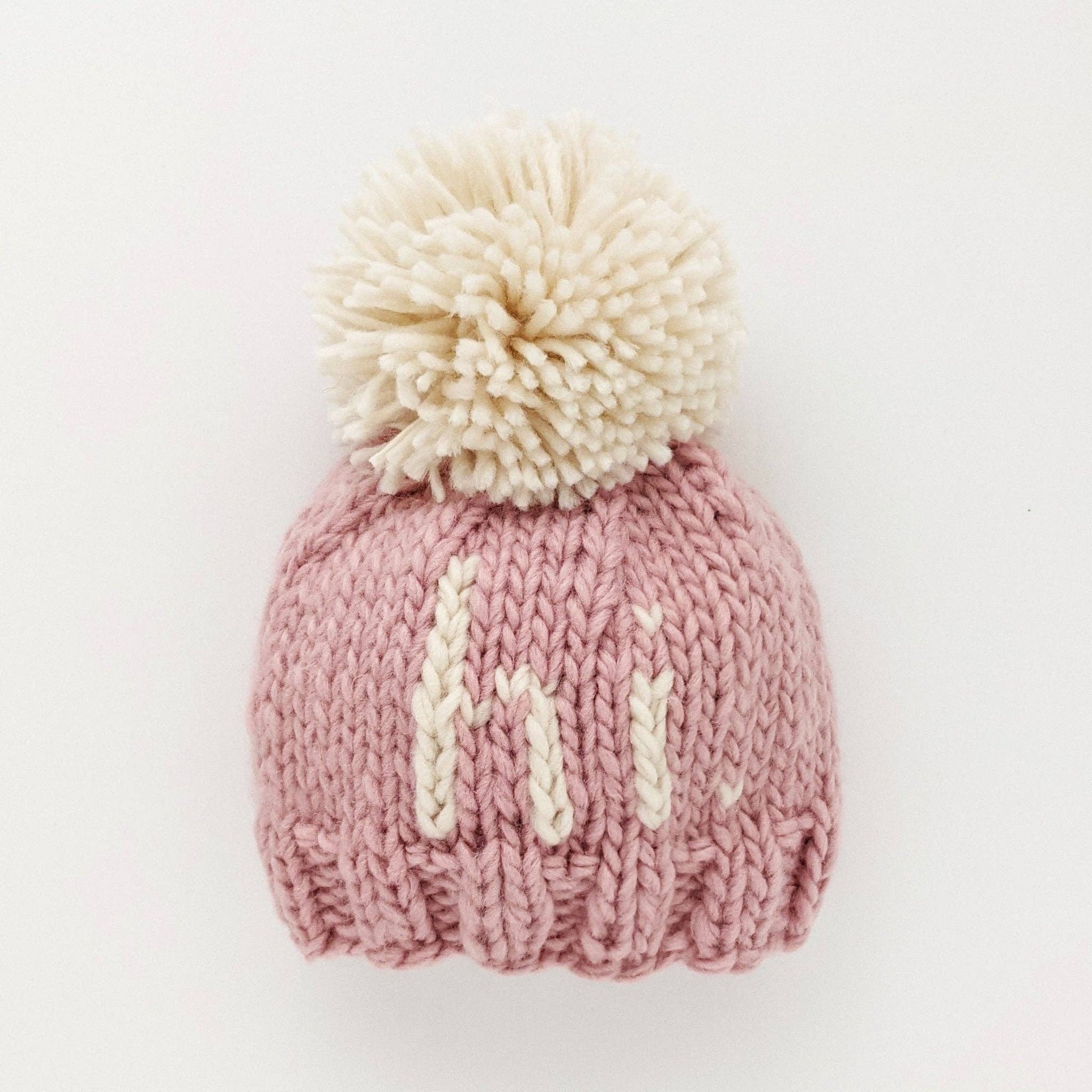 Hi. Rosy Hand Knit Beanie Hat Huggalugs S (0-6 months)