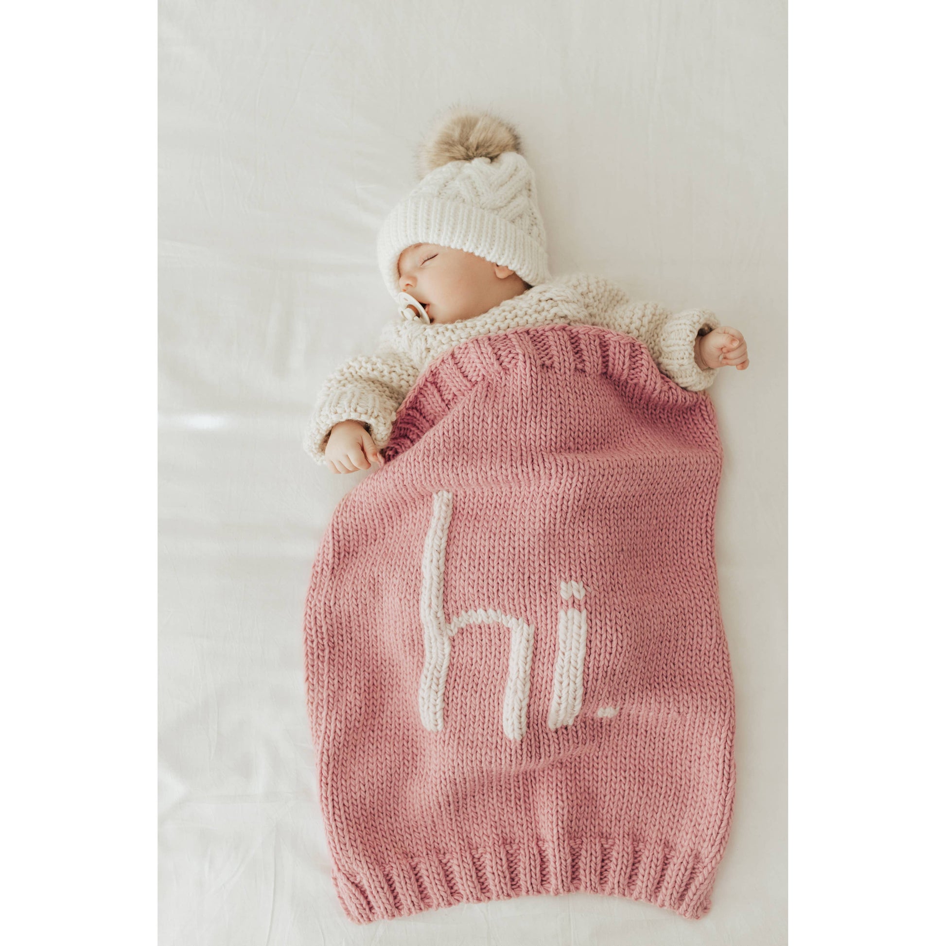 Hi. Hand Knit Baby Blanket Rosy Pink Huggalugs Rosy